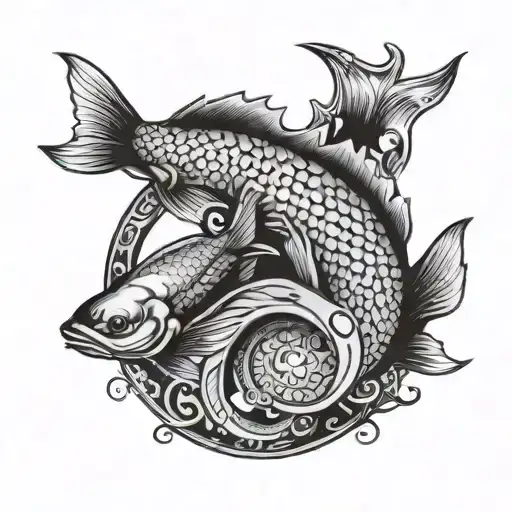 Pisces Astrological Sign With The Letter F Integrated