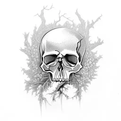 Skull And Bonsia Tree