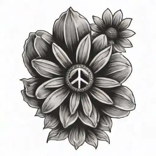 Peace Sign And Daisy Flower