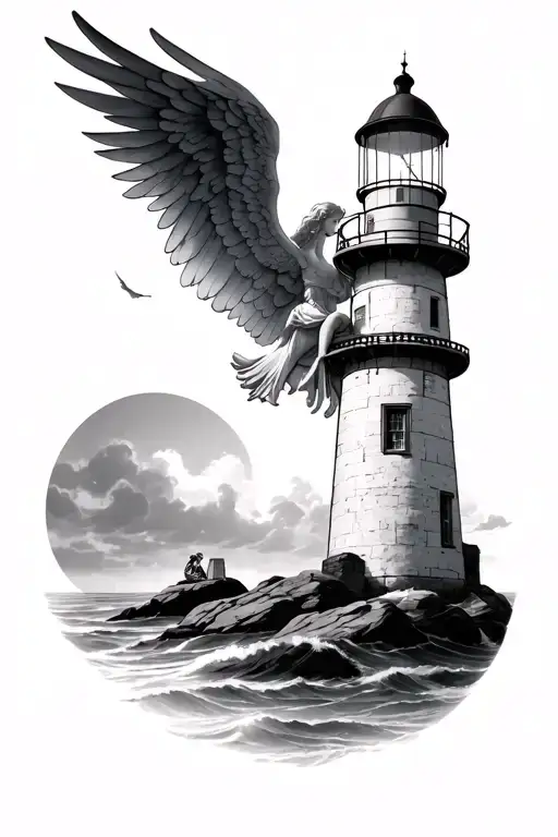 Lighthouse And Angel Watching