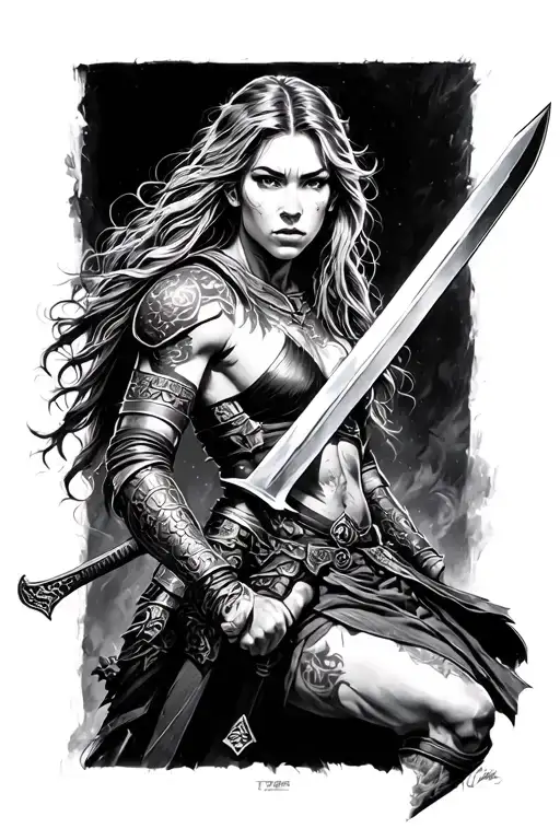 Michael Archangle Warrior Wielding Her Sword