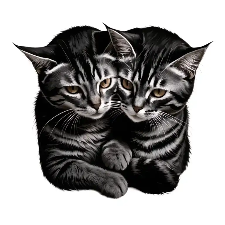 Two Cats Cuddling Together