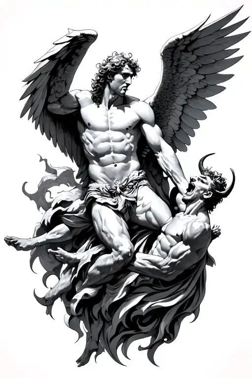 Arch Angel Michael Defeating Lucifer