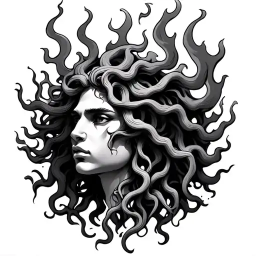 Medusa Head With Flames