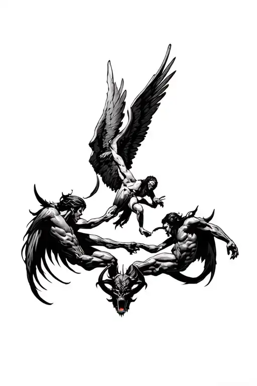 Arch Angel Michael Fighting Satan