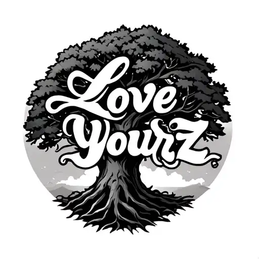Love Yourz Written Inside Of A Tree