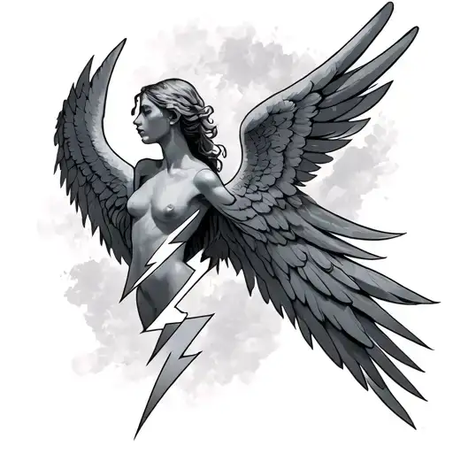 Lightning Bolt With Angel Wings