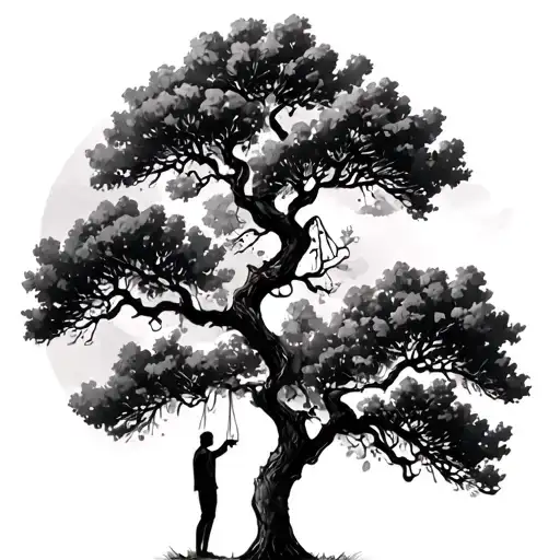 A Man Stood Watering The Tree He Is About To Hang Himself From