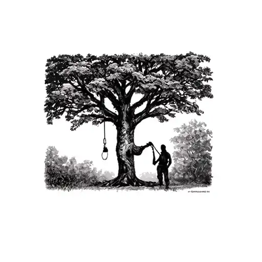 A Man Stood Watering The Tree He Is About To Hang Himself From
