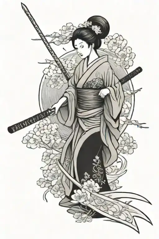 Geisha Holding A Katana