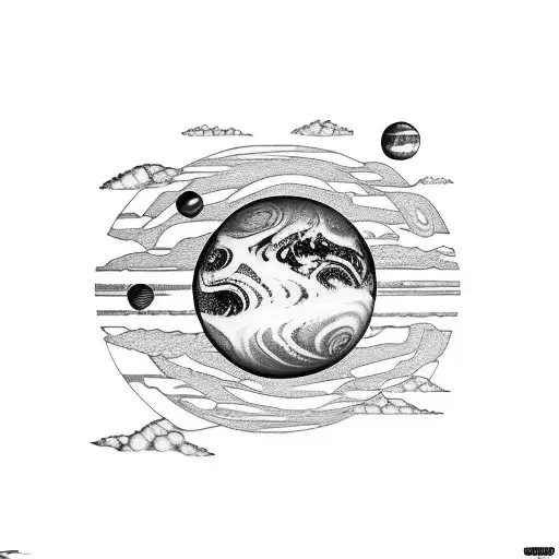 A Tattoo Of A Planet Made Up Of Tiny Microcircuits