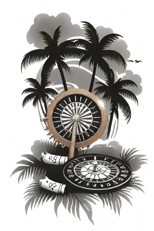 Travel Themed With Palm Trees And A Roulette Wheel