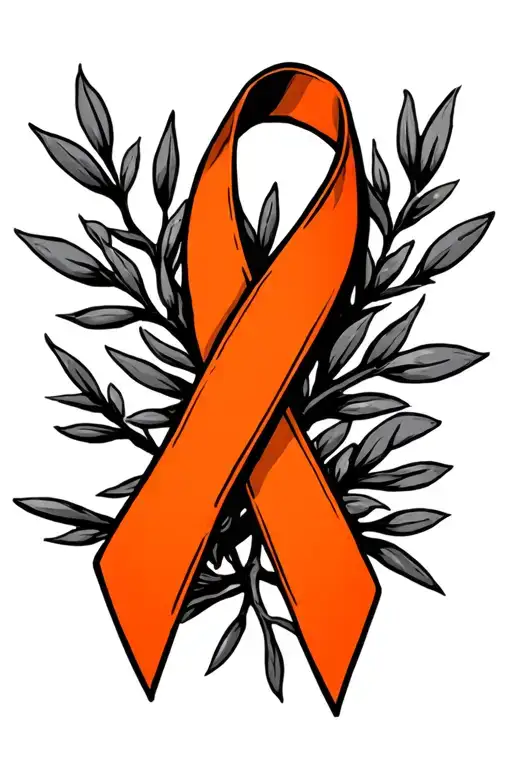 Cancer Orange Cancer Ribbon Wrapped In Olive Tree Banches