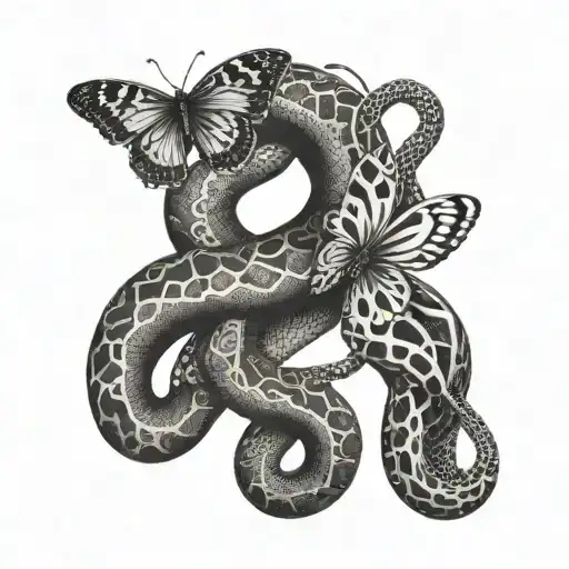 Butterfly And Snake Coiled
