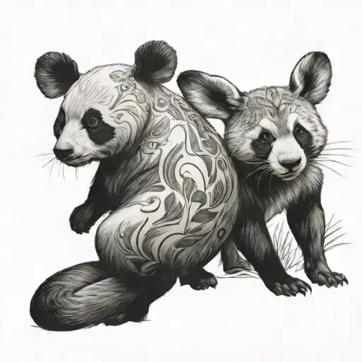 Panda And Kangaroo Walking