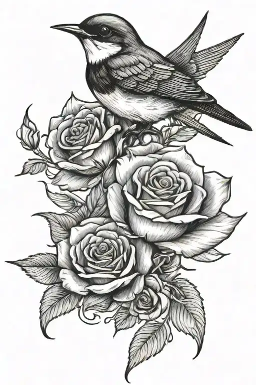 A Swallow With A Rose In Its Paws