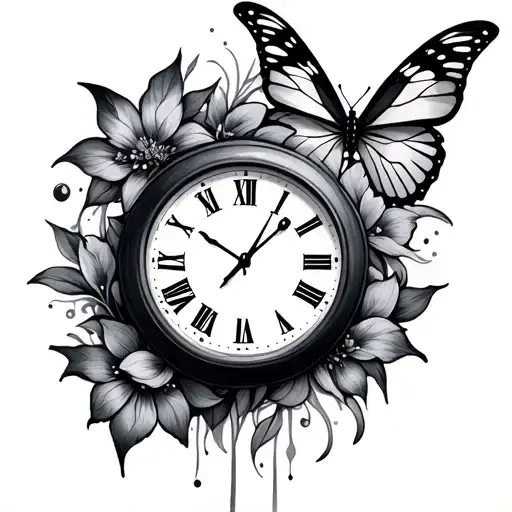 Clock And Butterfly