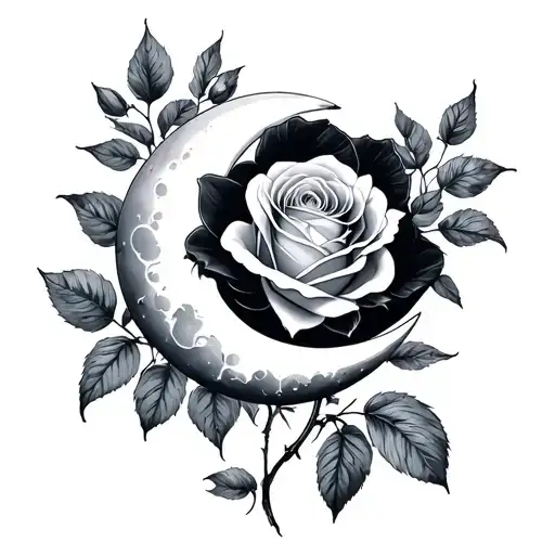 Crescent Moon And Prim Rose Growing