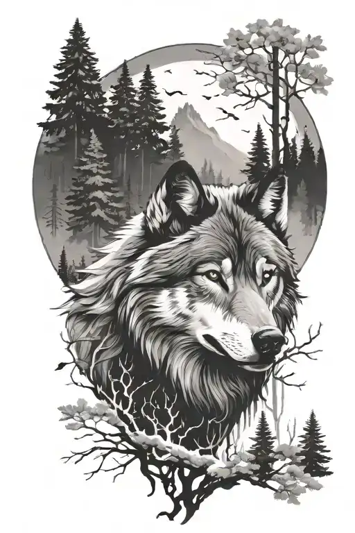 Wolf In The Woods Surrounded
