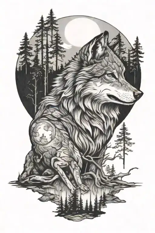 Wolf In The Woods Moon