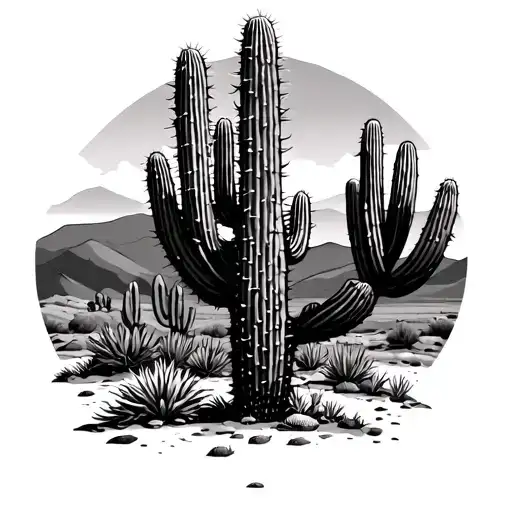 Arizona Landscape With Cactus