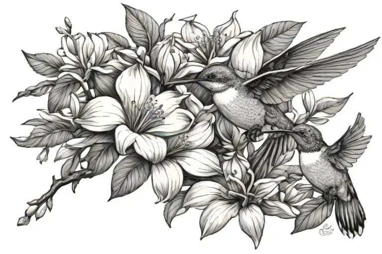 Southern Magnolia And Hummingbird Feeding