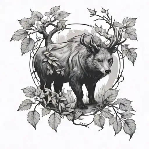 Forest Animals Tattoo Design