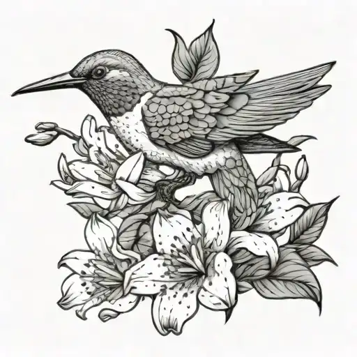 Southern Magnolia And Hummingbird Sipping Nectar