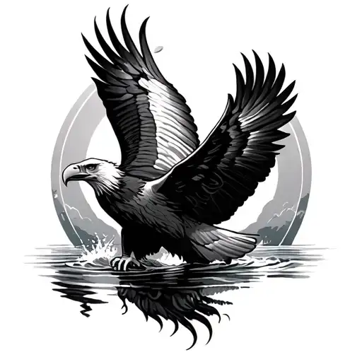 Eagle Flying Over Water