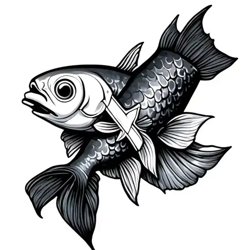 Nail Cross W Christian Fish