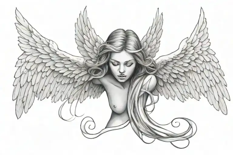 Female Angel Wings Spread