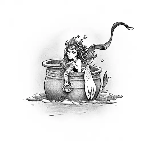 A Punk Rock Mermaid Diving Into A Pottery Kiln Filled With Treasure