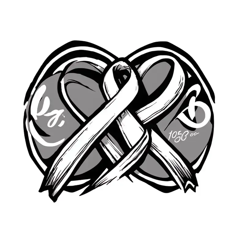 Cross With Cancer Ribbon Made From Two Death Dates