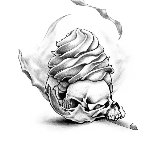 Soft Aerve Ice Cream Cone And Skull