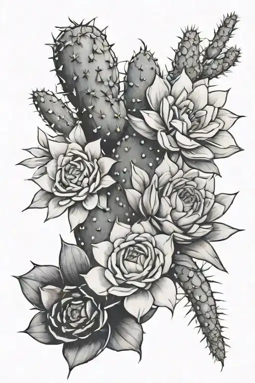 Flowers And Cactus