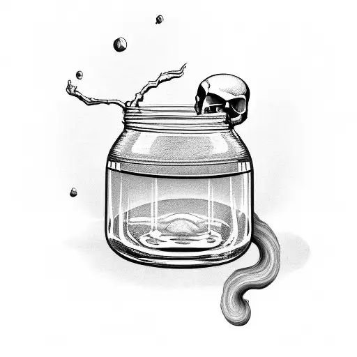 A Moonshine Jar With A Skull Floating In Liquid
