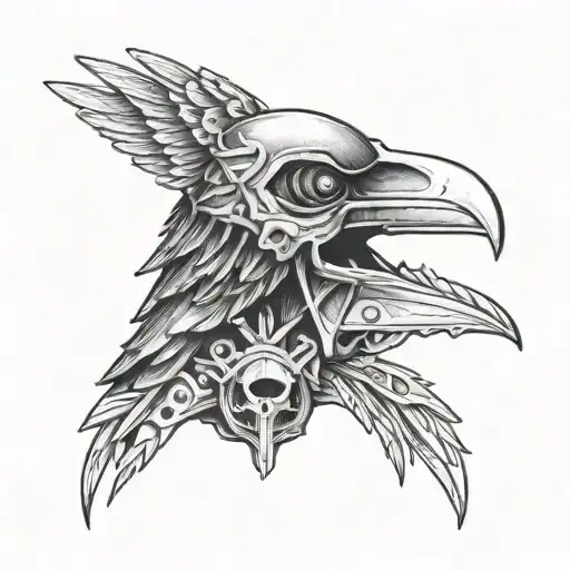 Industrial Raven Skull Wearing Norman Helmet