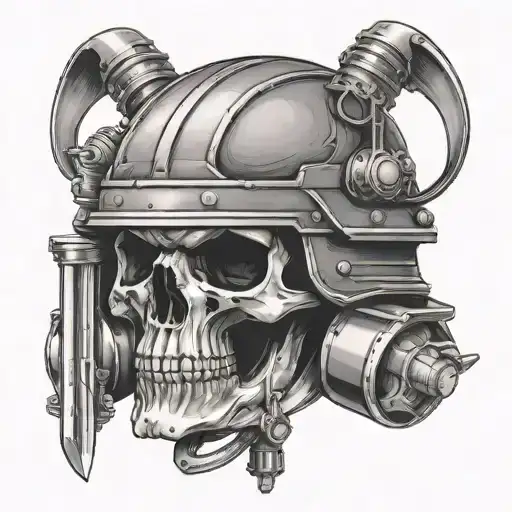 Industrial Skull Wearing Norman Helmet