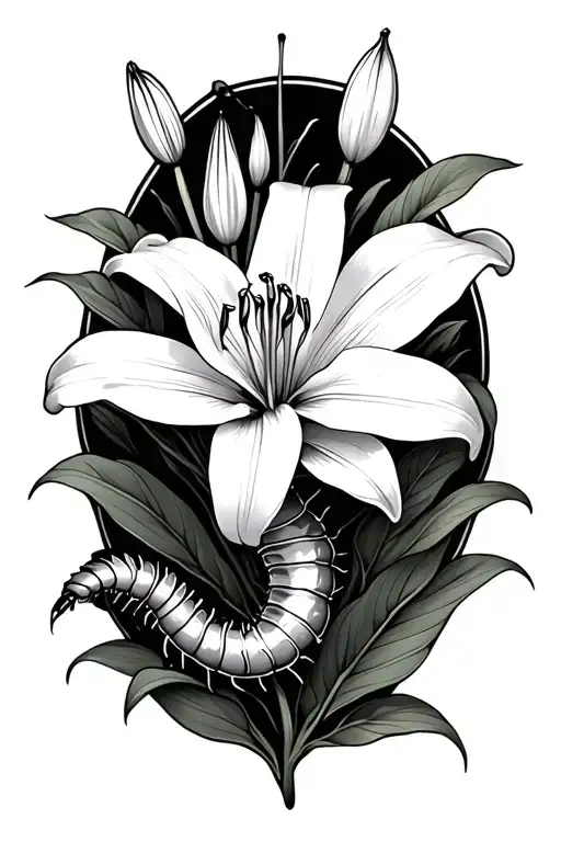 Spider Lily Flower With Centipede