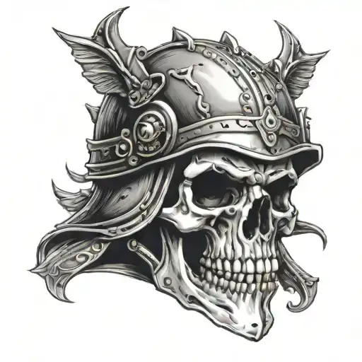 Industrial Skull Wearing Norman Medieval Helmet