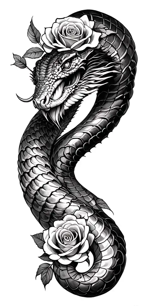 King Cobra And Roses Arm Sleeve