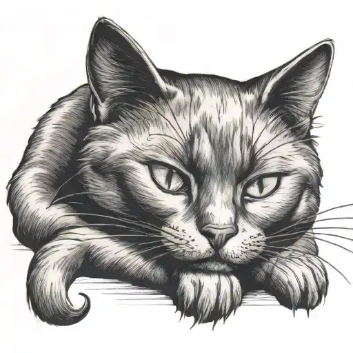 Black Cat Sleeping Cat