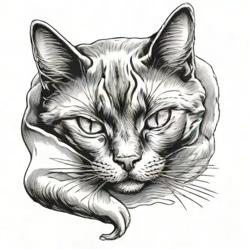 Black Cat Sleeping Cat Curled