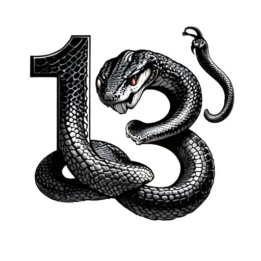 The Number 13 Around Which There Is A Snake
