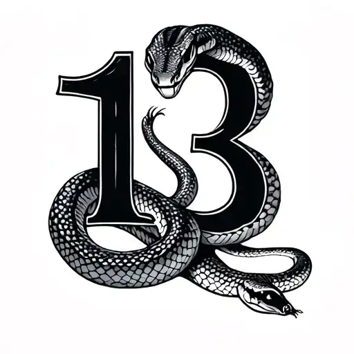 The Number 13 Around Which There Is A Snake