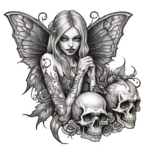 Gothic Fairy And Skull