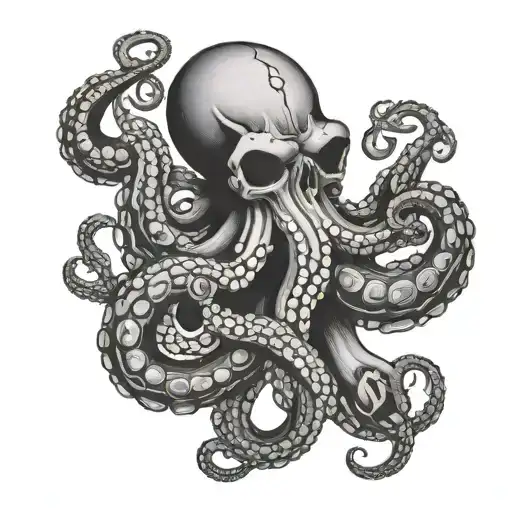 Octopus Holding Skull
