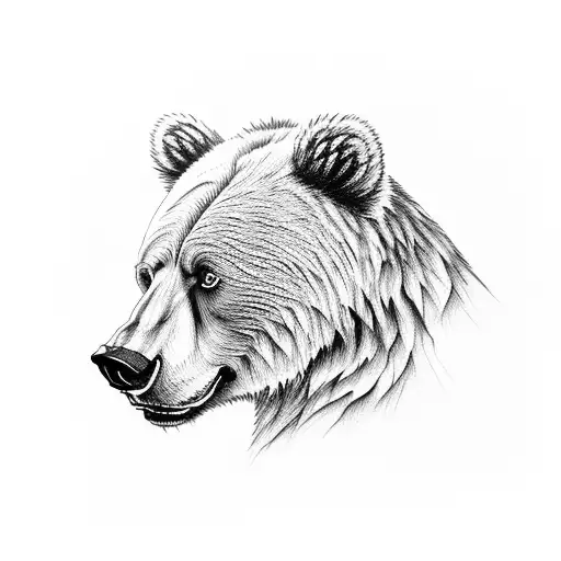 Roaring Bear Head From Side View