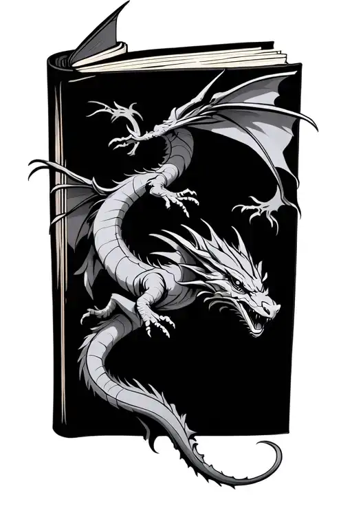 Flash Design Open Book With Dragons Flying
