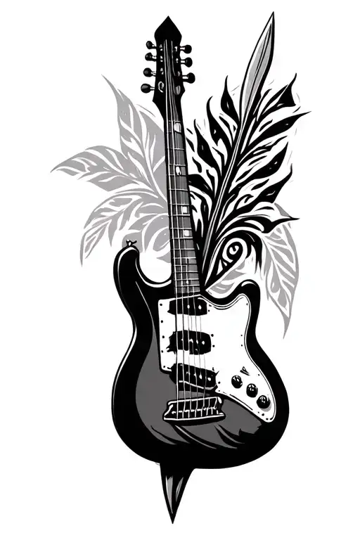 Polenesian Guitar With A Spear As Headstock